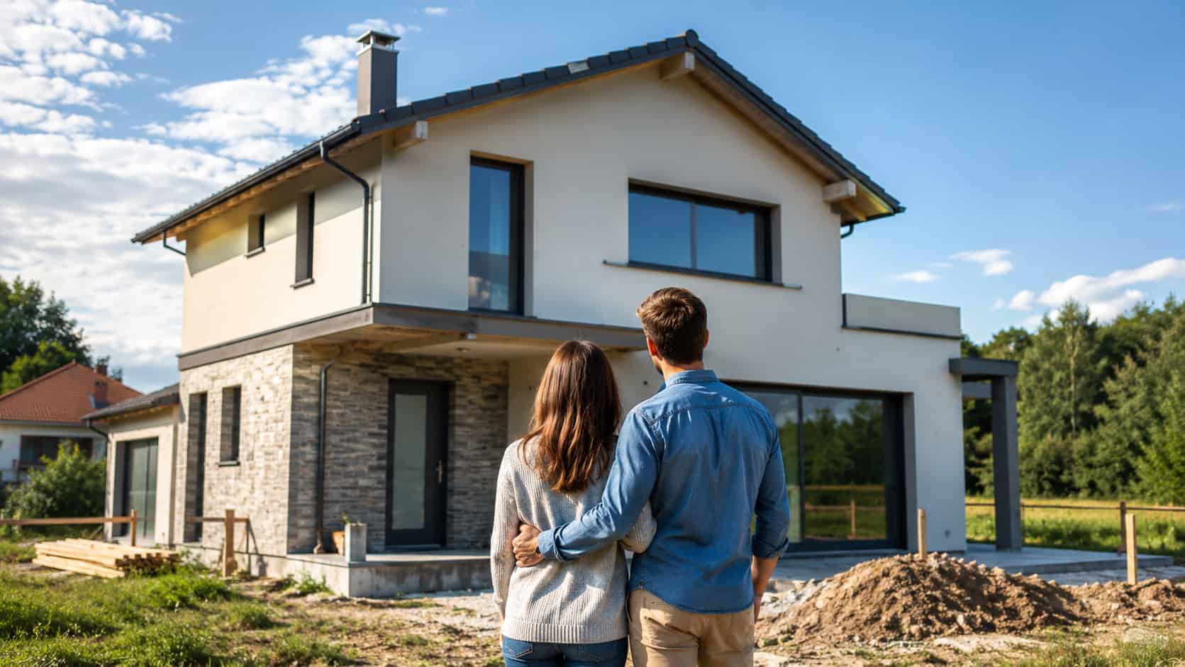 Un couple regarde l'achat d'une maison construite par un particulier.