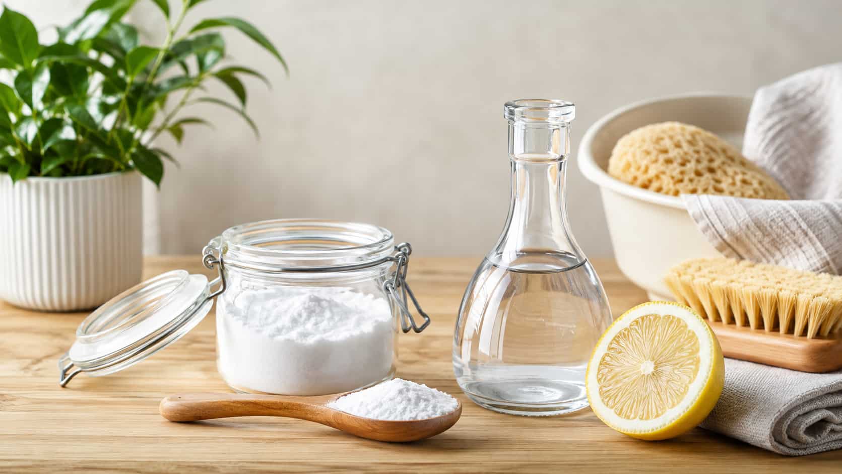 Bicarbonate et vinaigre blanc.