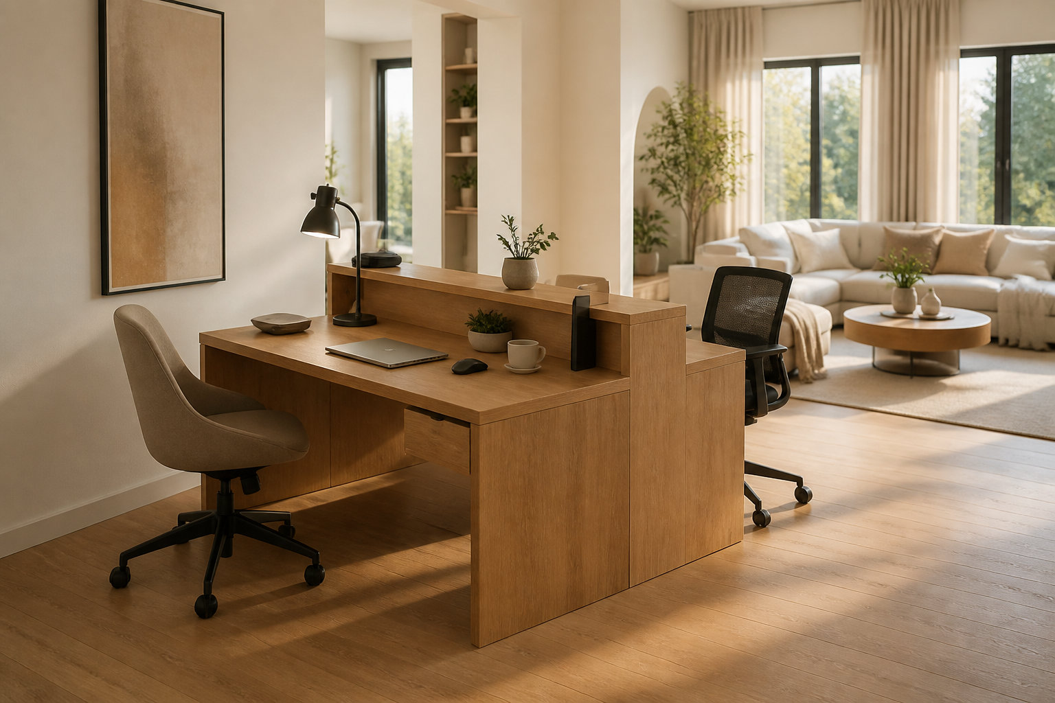 Bureau double face : isoler le coin travail avec style
