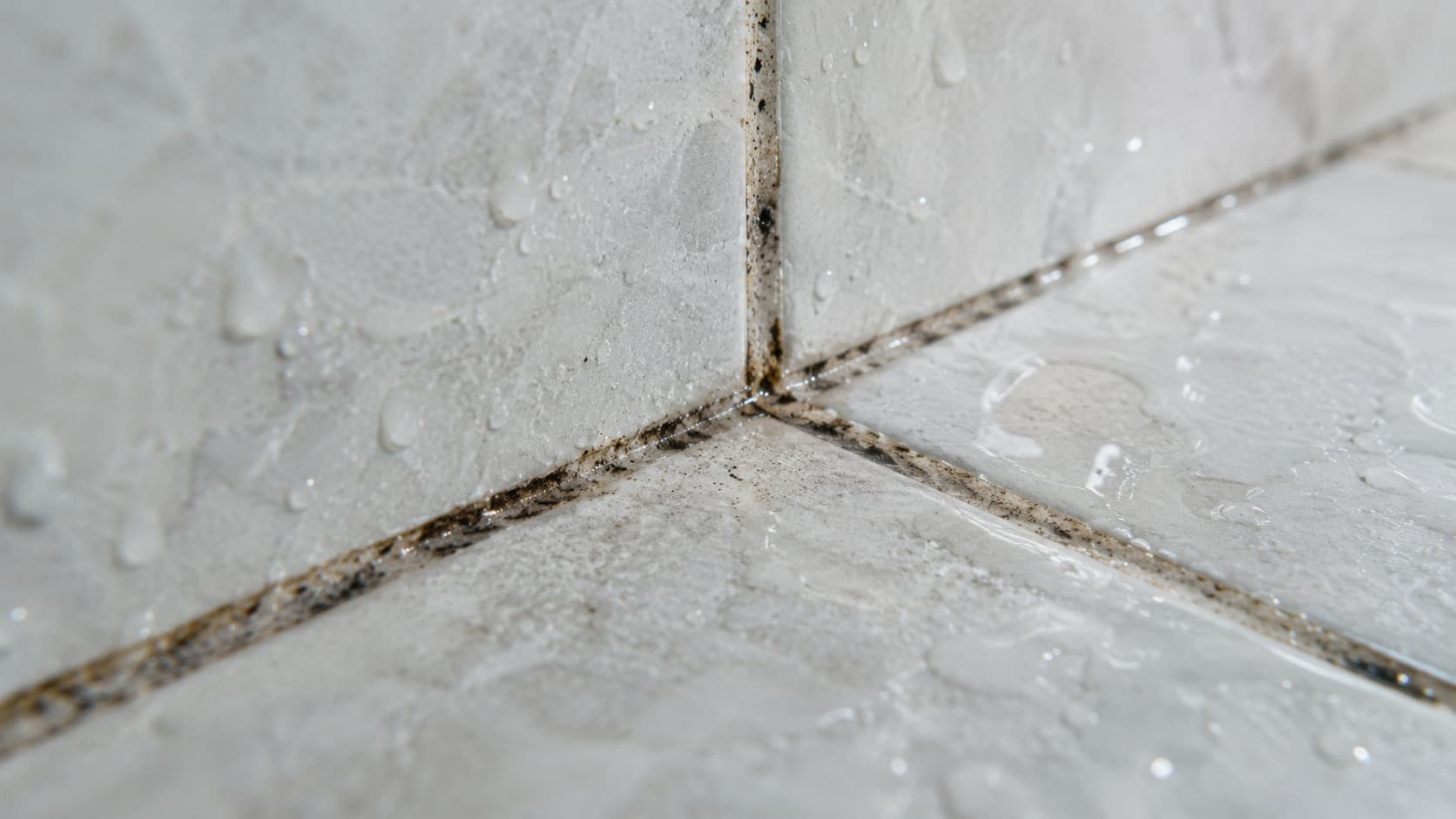 Des joints de carrelage humides.