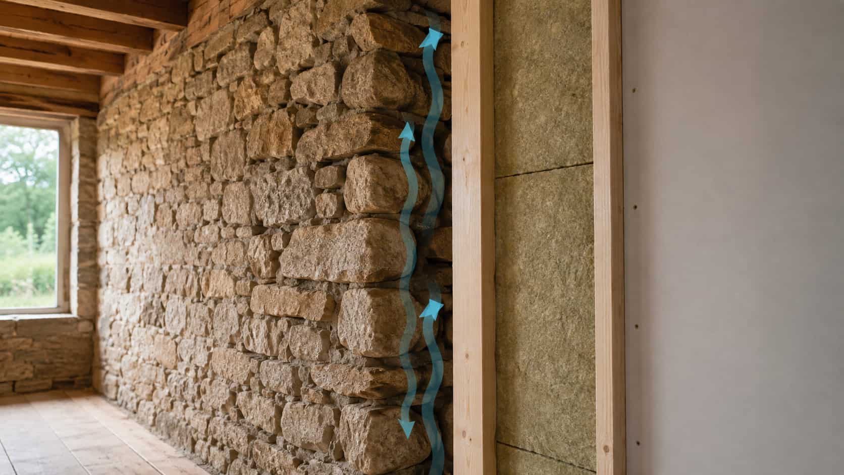 Une lame d'air lors de l'isolation d'un mur en pierre.