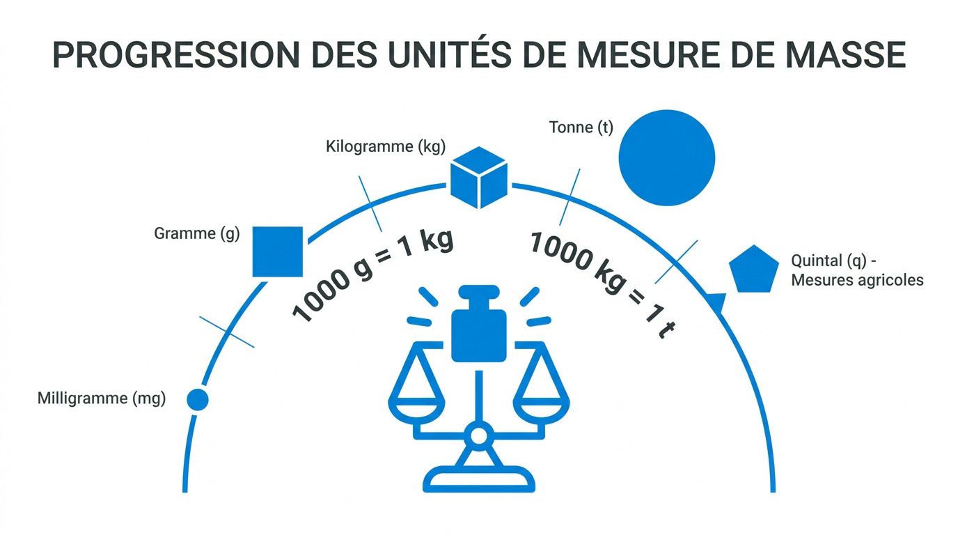 Progression des unités de masse
