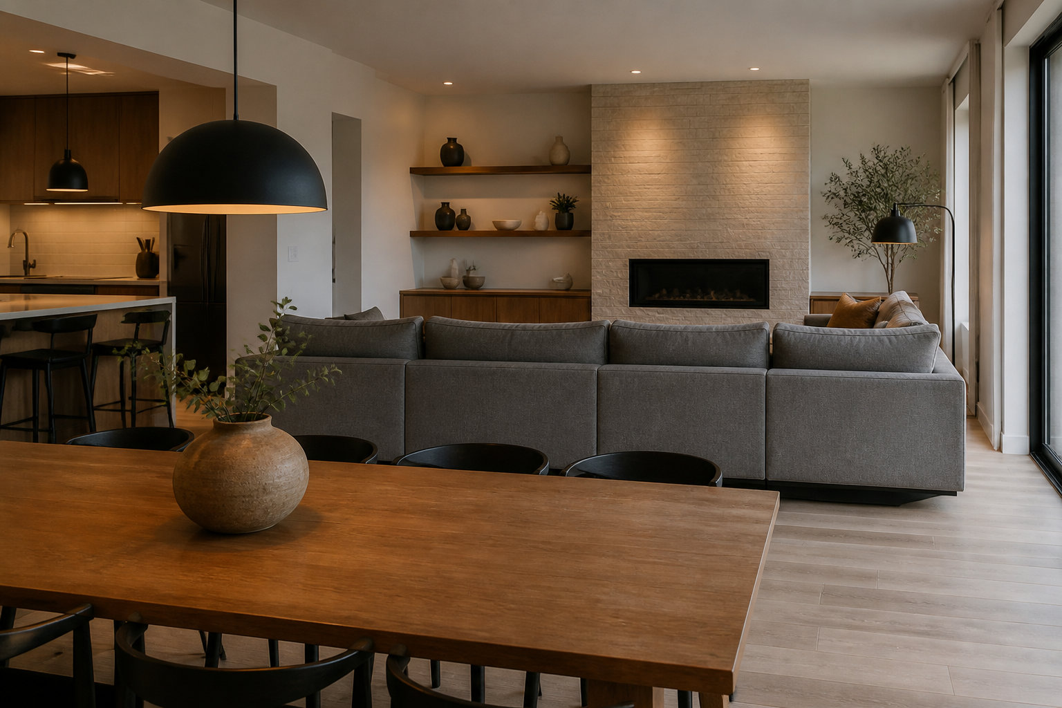 Canapé d'angle : le pivot central du salon ouvert