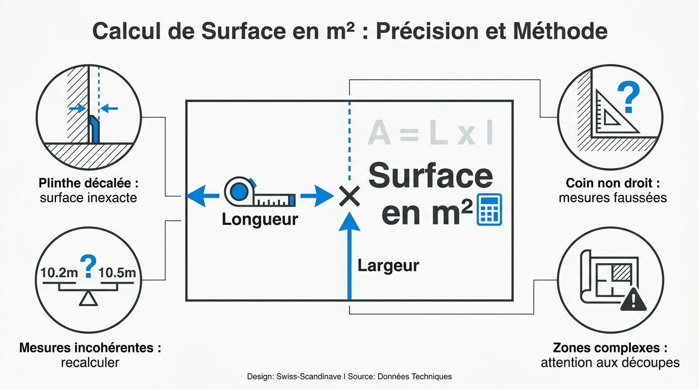 Méthode de mesure de surface avec un télémètre laser dans une pièce vide