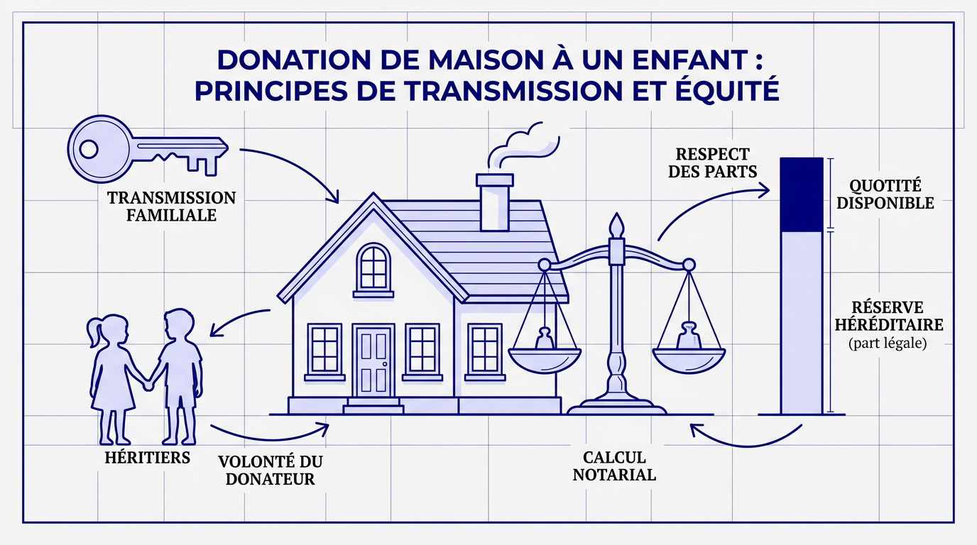 Schéma de la donation immobilière et réserve héréditaire