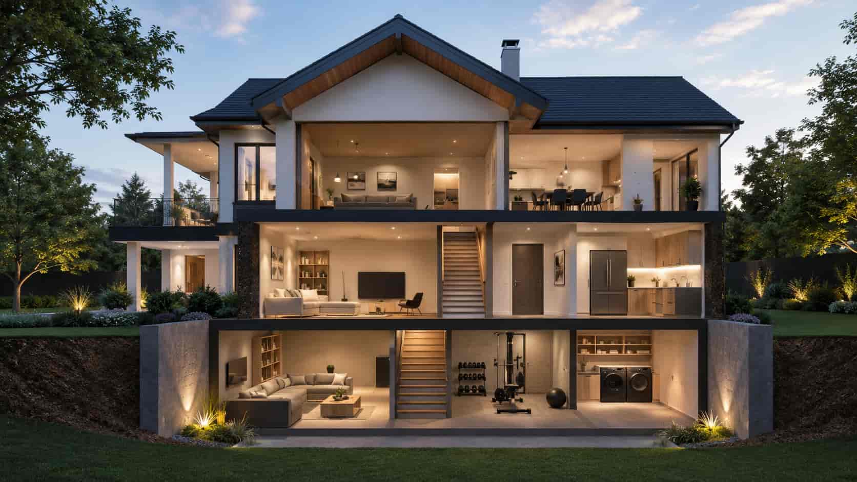 Une maison avec un sous-sol.