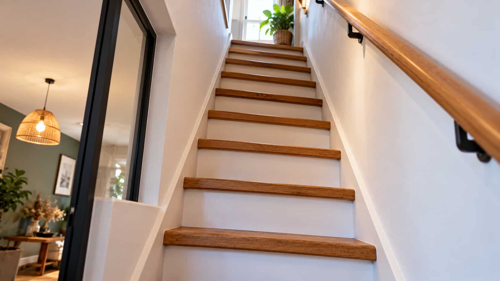 Les marches d'un escalier très raide.